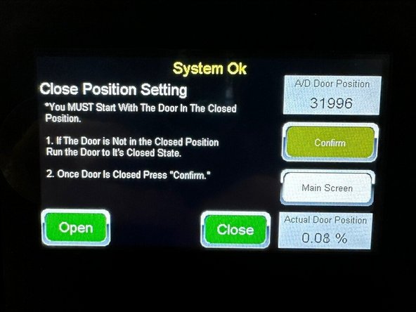 Once the curtain assembly is loaded into the drive gears and timed, follow the on-screen procedure to set the open and closed limit positions.