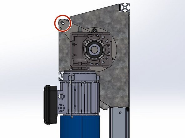 Tilt the Motor to Align the Hole in the Motor Mount Bracket with the Hole on the end of the Upper, Front Rail.