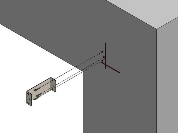 Orient the slotted end of the Header Mounting Projection Bracket against the Mounting Surface.