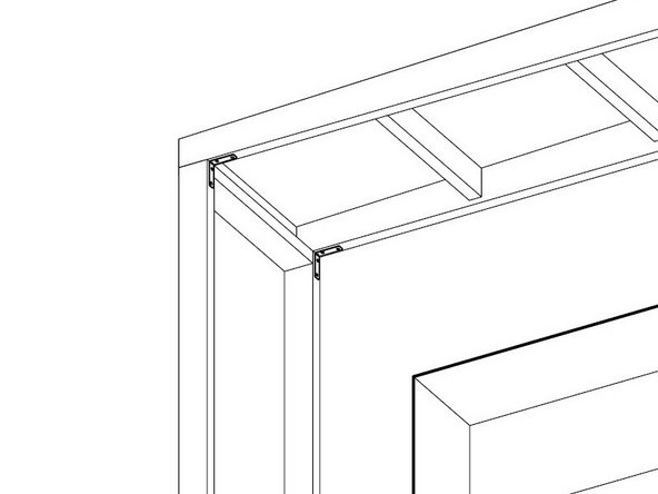 Fasten the 3x3 Angle Brackets in the four upper corners between the Top Frame and the Side Frames using the #8x2&quot; Wood Screws, to ensure the Top Frame is square with the Side Frames.