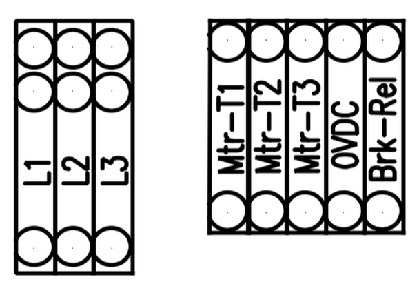 For doors powered by 200-240V single-phase power, land your incoming power as follows:
