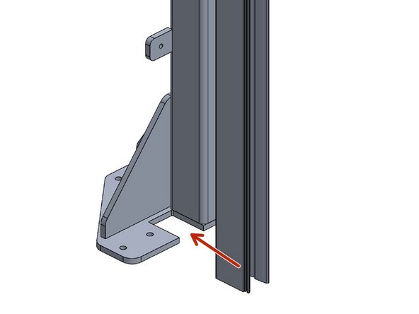 The Track mounts to the Outside of the Tab of the Header Mounting Bracket.