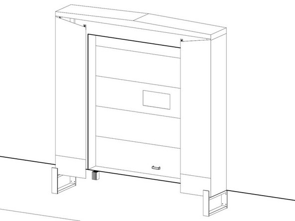 Using tacks or nails, temporarily pin the left and right face curtains to the Side Frames by fastening through the curtain into the edge of the Side Frames.
