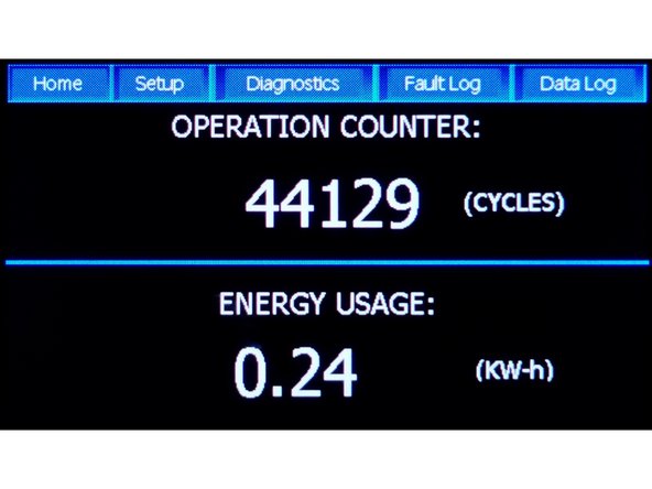 OPERATION COUNTER: XXXXXX (Counts cycles. One Cycle = one complete up movement of the door, and one complete down movement of the door)