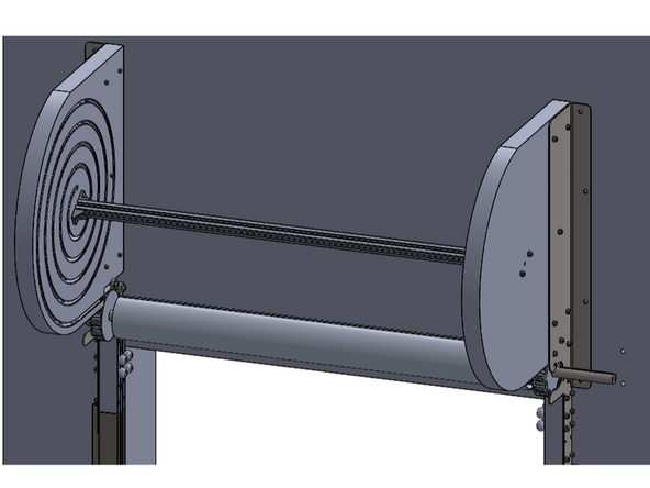 The drive gears on either end of the tube assembly will be inside of the side plates.