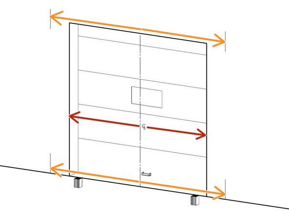 Measure the door width and divide that number by 2 to determine the centerline of the door opening.