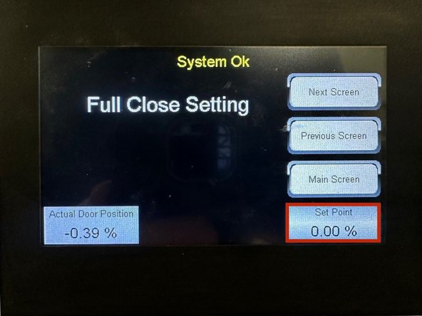 As a safety feature to ensure the door doesn't overtravel during setup, we set the full open and close positions short of where you just taught them (98% and 2%, respectively).