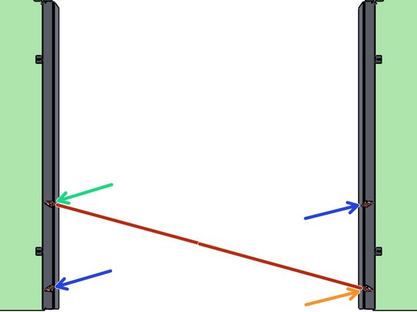 Mount a Sensor Bracket through the Single Hole on the Face of the other Track at 24"-36" from the Track Bottom, and 1" from the Back Surface of the Track.