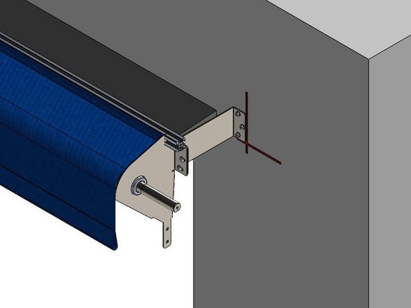 Raise the Roll Header Assembly into place on the Projection Brackets.