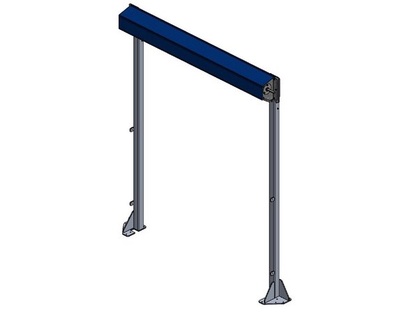 Align the the Door Header Box with the Door Frame Header Mounting Plates using the slots in the Header Box Flanges to align with the pre-drilled holes in the Door Frame Header Mounting Plates.