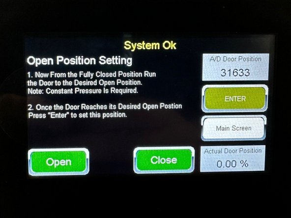 Once complete, tap the "Main Screen" Button to return to the home screen. Your door is now ready to operate.