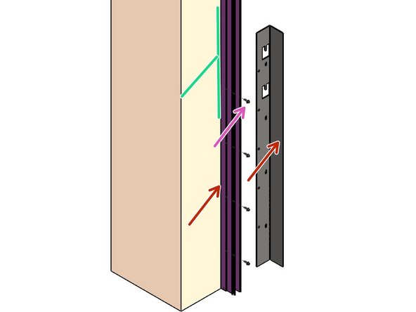 From the Back, slide the Bottom FG Bracket between the Track and the Mounting Surface.