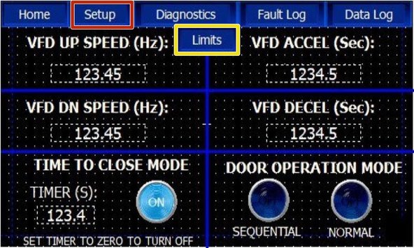 On the Touchscreen, Click the Setup Tab.