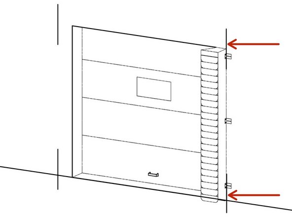 Rest the bottom of one Side Pad on the ledge of the door opening, while lining up the outside edge of the Side Pad with the vertical lines from Step 2.