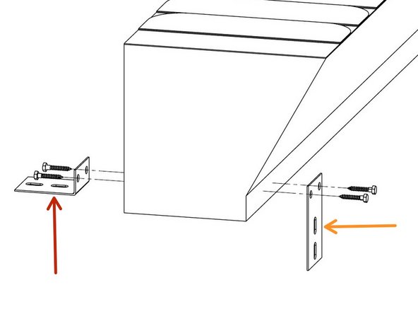 Attach (3) angle brackets to the outside edge using provided lag screws.