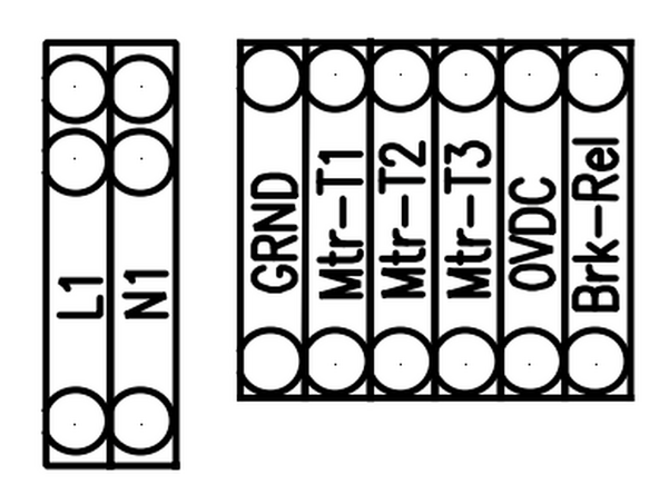 For doors powered by 110/120V single-phase power, land your incoming power as follows: