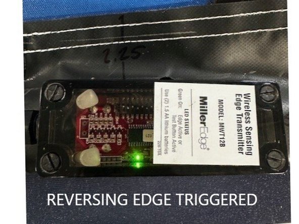 When the edge is triggered during a close stroke, the door will stop, pause for 2 seconds, and then reverse/open slowly (to the fully open position).