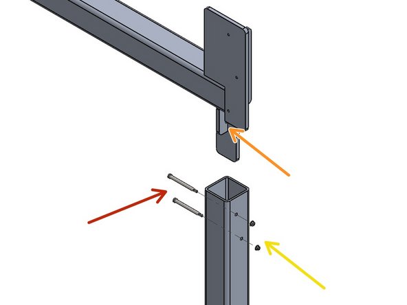 Insert the 5/16 Dia. x 4&quot; Long Shoulder Bolts from the inside of the Posts.