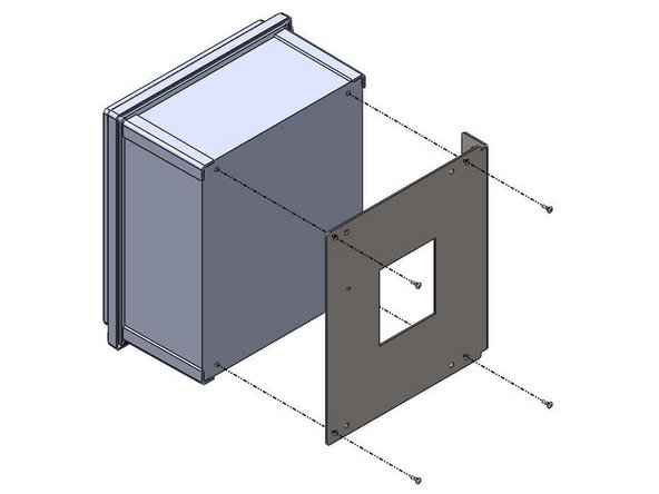 Inside of the control panel, there will be a bag containing (4) 10-32 x 1/2in screws and (4) feet. We will not use the feet for this type of mounting.