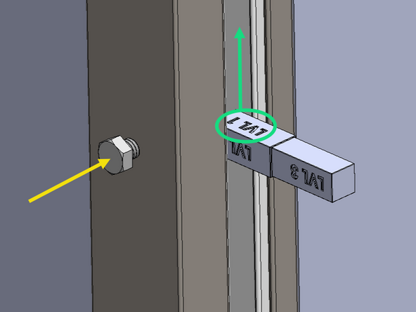 To use the gauge, orient the face with desired track retention level callout towards the ceiling, and insert it into the track mouth at each vertical track adjustment point.