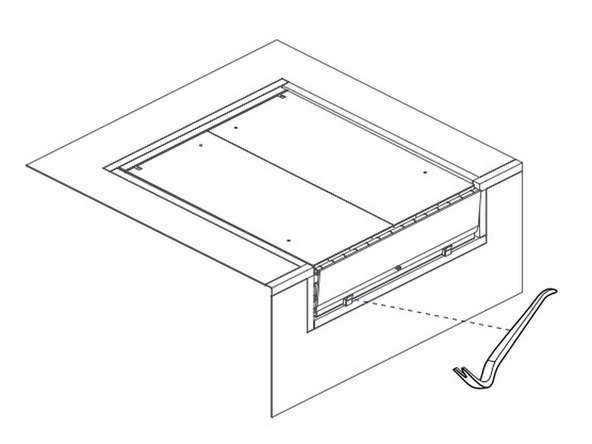 Use the forklift/crane, and/or a crowbar to lift the ramp to the appropriate height (flush with pit's frame).