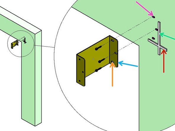 Orient the slotted end of the Header Mounting Projection Bracket against the Mounting Surface.
