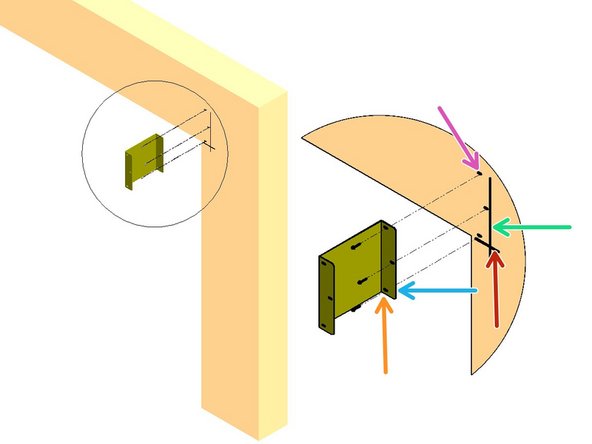 Orient the slotted end of the Header Mounting Projection Bracket against the Mounting Surface.