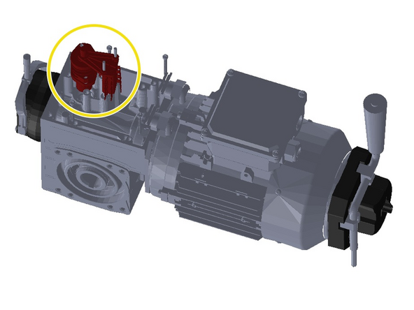 Remove the Black Cover from the Motor to expose the Mechanical-Limit Assembly.