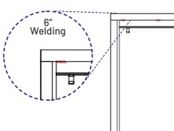 Next, weld the rear transition angle to the rear pit steel at floor level.