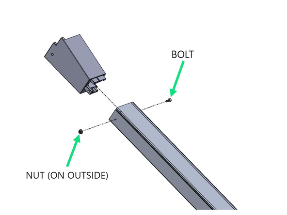 Remove the 1/4-20 Hardware from the Top of the Vertical Track.