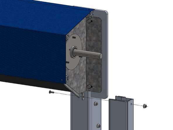 It is important to insert the Carriage Bolt from the Inside of the  Header Bracket,  and to install the Serrated Nut on the outside of the Track.