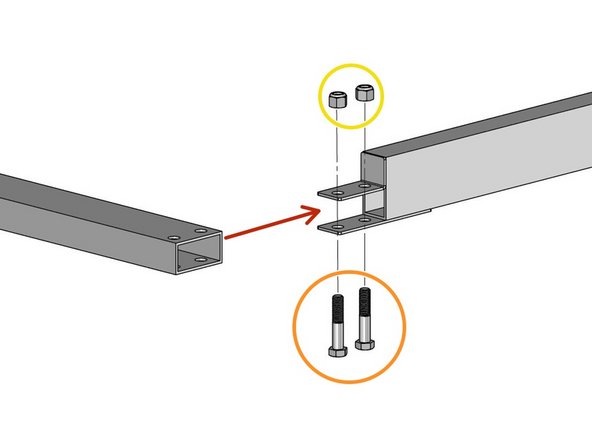 Slide the first end of the horizontal member between the tabs of the vertical post so that all the holes line up.