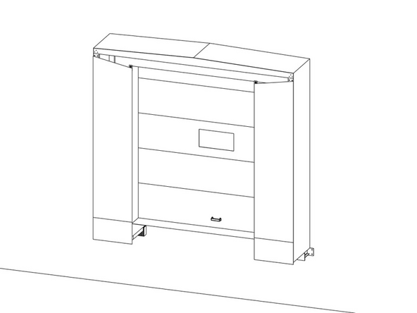 Using installer supplied tacks or nails, temporarily pin the Left and Right Side Curtains to the Side Frames by fastening through the curtain into the edge of the Side Frames.