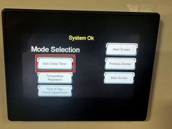 On the Next Screen, Press the &quot;AUTO CLOSE TIMER&quot; Button.