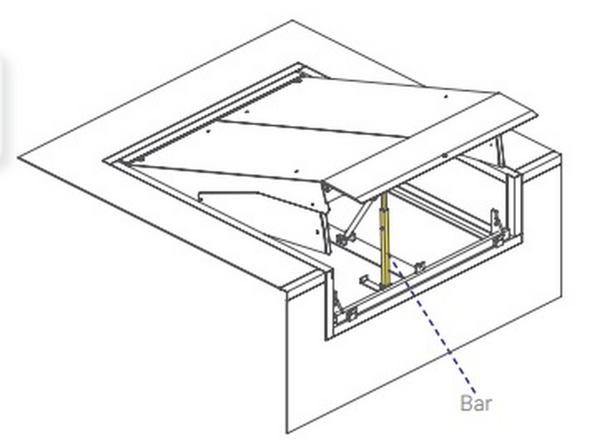 Always put up the maintenance strut before working underneath your leveler.