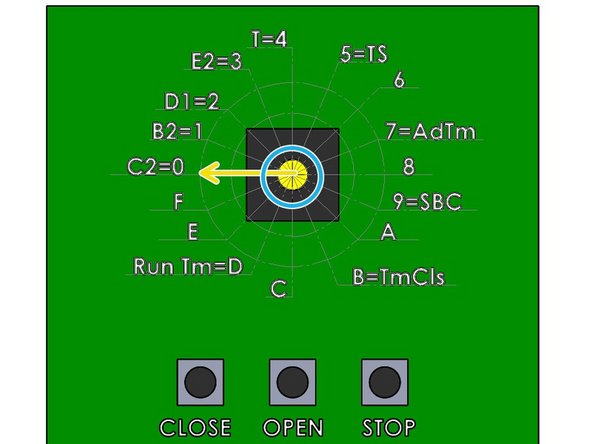 Before making adjustments to the Dial, Ensure that the Stop Button is Closed. The Close Limit Indicator Light should be illuminated.