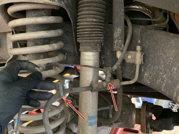 Unclip the wheel sensor wire from clips on the brake line. Remove any zip ties that may have been installed.