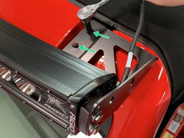 It may be easier to mount the light bar to the Grimm OffRoad mounting brackets first, but installation can be done in either order.