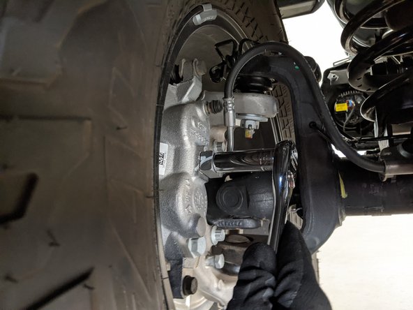 We recommend pinching off the factory brake hose close to the caliper with a pair of hose pinch off pliers. If these are not available, a pair of needle nose Vice Grip pliers, or a pair of conventional needle nose pliers with a zip tie around the handles can work.