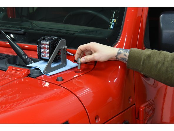 Place a Grimm Offroad Stepped Spacer into each top hole (all 4 locations on driver and passenger sides), with the smaller diameter down.