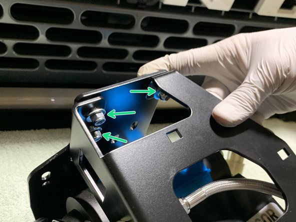 Assemble the Main Bracket and PCM Mounting Bracket Assembly together as shown using the five M6x1.0 20mm Carriage Bolts with a washer under the nylock nut using a 10mm socket/wrench.