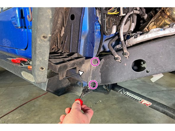 Remove the two push pins with your trim removal tool and remove the lower trim plate.