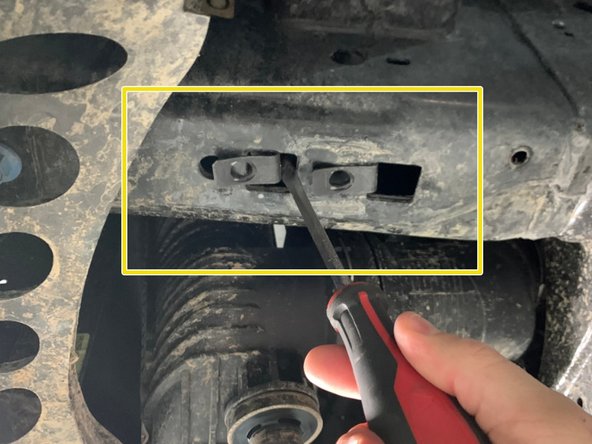 Install clips on the engine skid mounting brackets as shown.