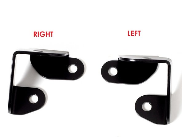 Identify the left and right side brackets. The mounts can only fit one way, see images.