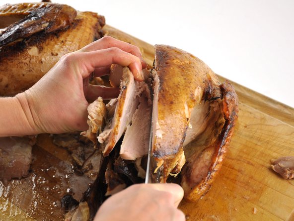 Continue cutting and keeping your blade close to the rib cage until the joint is exposed.