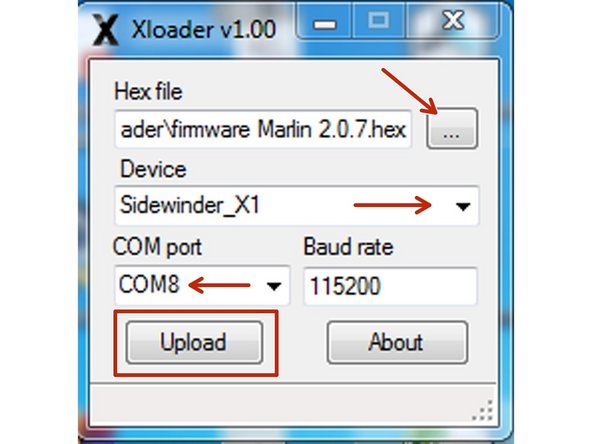 ATTENTION ! Sur certains Systeme d'exploitation, si Xloader ne fait pas la mise à jour ,il vous faudra déconnecter le TFT pour qu'il passe.