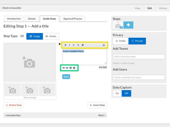 Click on the Add a Title text to enter a title for your first step.