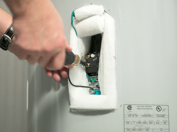 Attach the wires following the wiring diagram on the water heater’s label. Make sure all wire connections are tight.