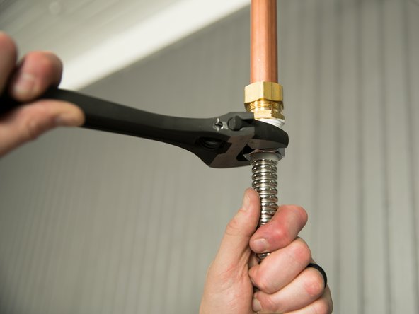 Connect the hot water supply using a 3/4&quot; NPT threaded adapter to the outlet connection on the water heater marked “H” (HOT).