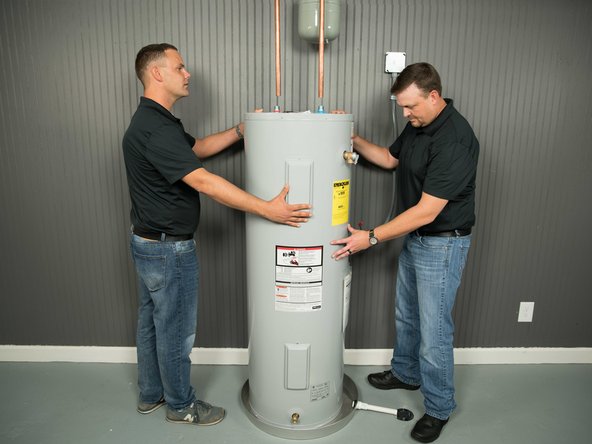 CAUTION: Water heaters are heavy. Use two or more people to remove or install a water heater if you don't have an appliance dolly. Failure to do so can result in back or other injury.